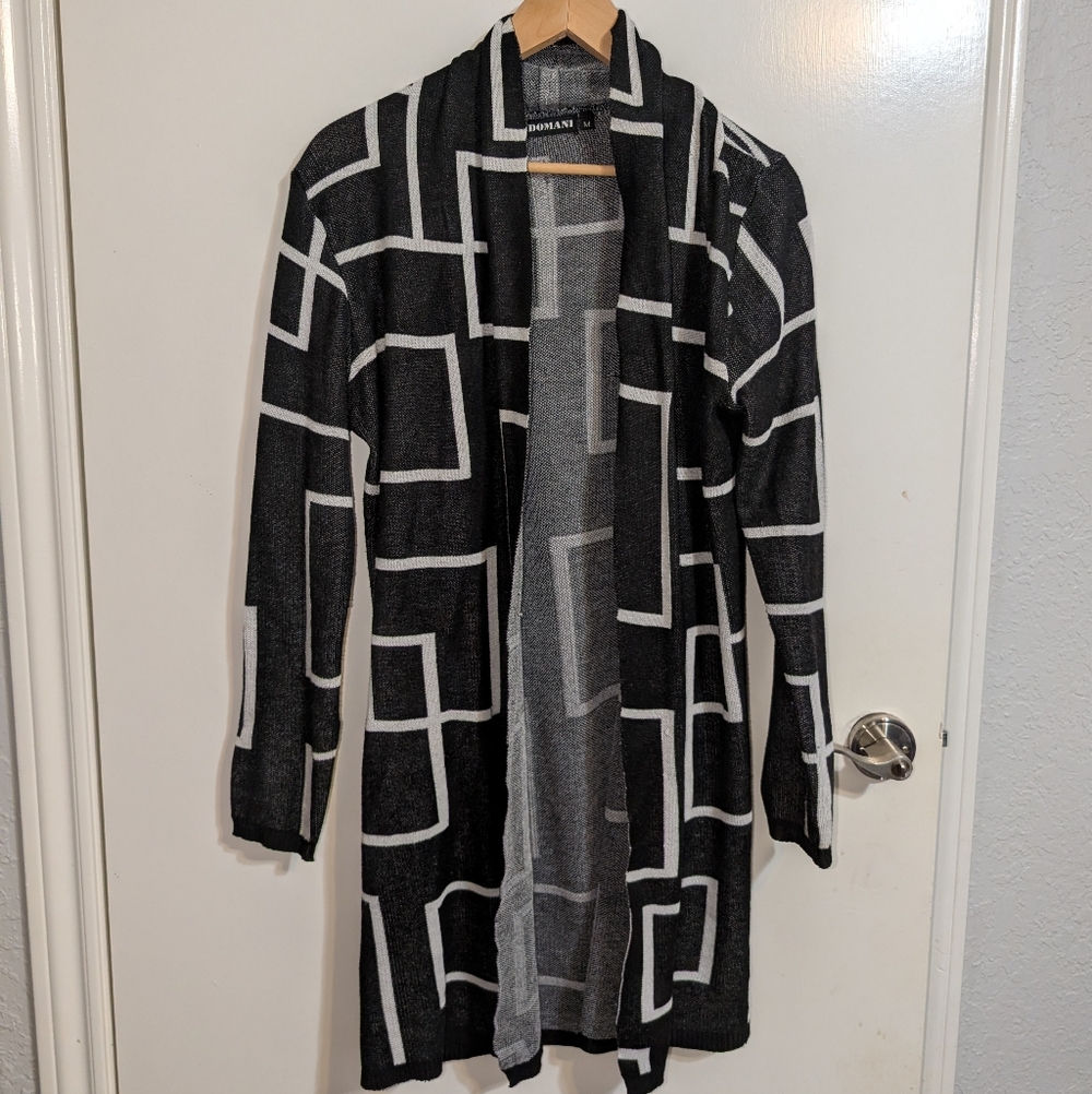 Black and White Geometric Cardigan